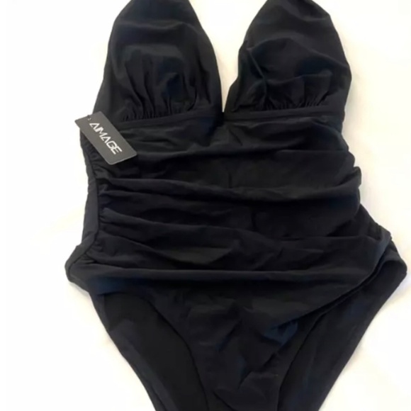 AI'MAGE womens halter one piece swimsuit tummy control deep v neck - Picture 2 of 2